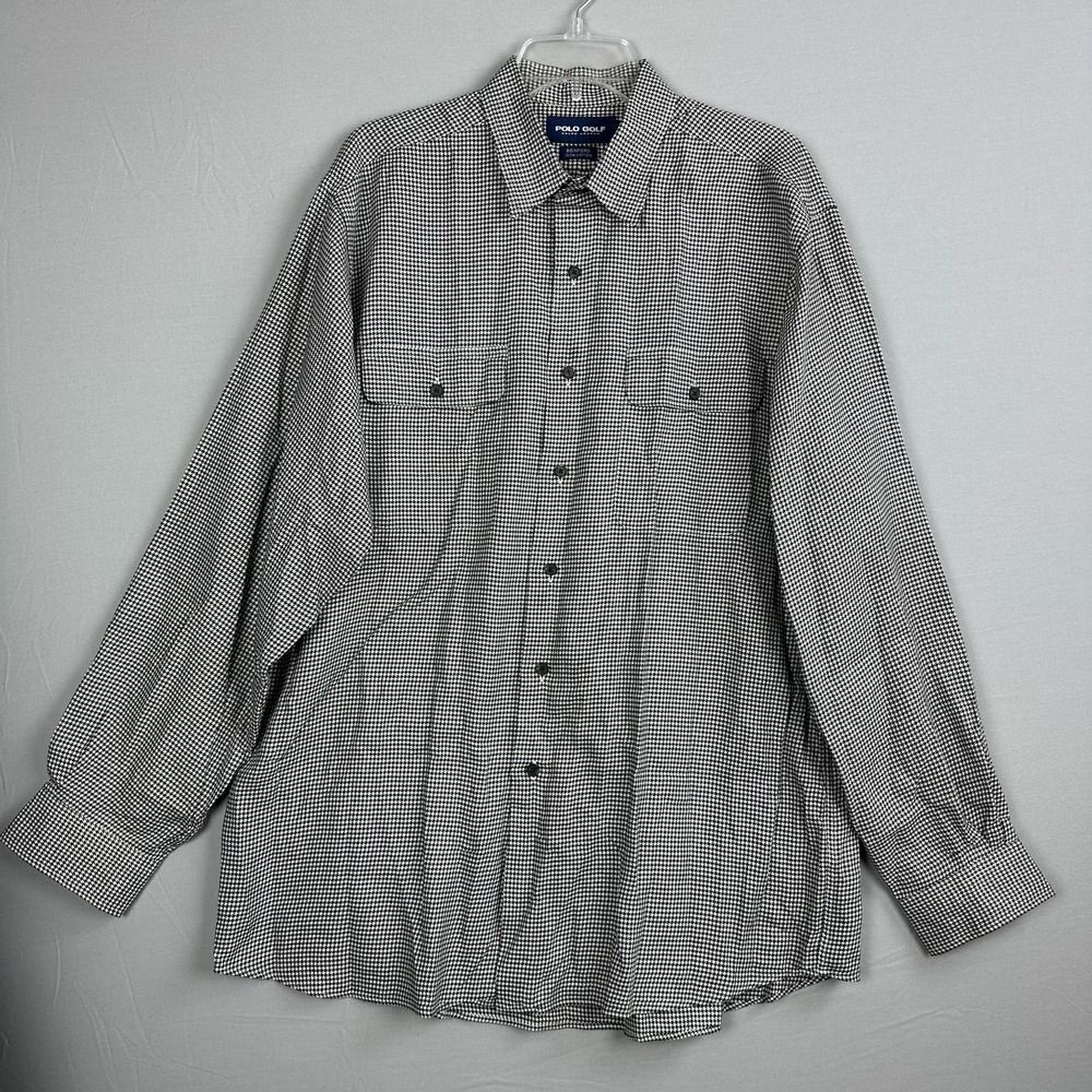 Polo Golf Ralph Lauren BENFORD Men’s Large Shirt Black/White Herringbone